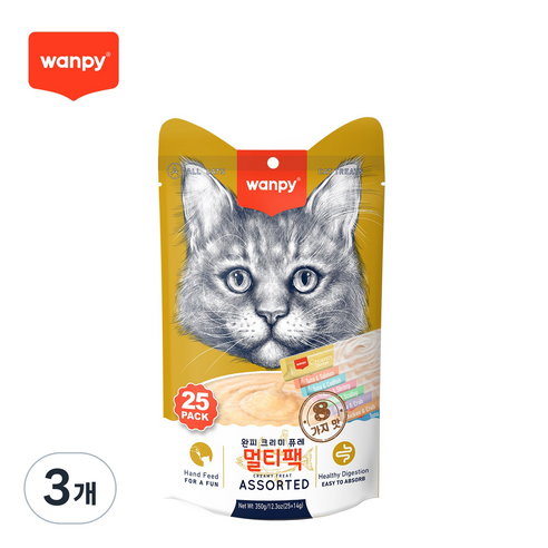 완피 크리미 퓨레 짜먹는 고양이 간식, 3개, 350g, 멀티팩