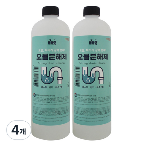 오물분해제 배수구 변기 강력세정, 4개, 1L