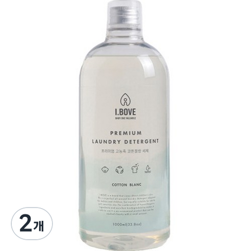 아이보브 프리미엄 고농축 아기 세탁세제 코튼블랑 향, 1L, 2개