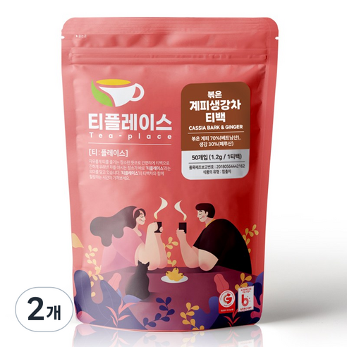 티플레이스 볶은 계피생강 블랜딩 삼각티백차, 1.2g, 2개, 50개입