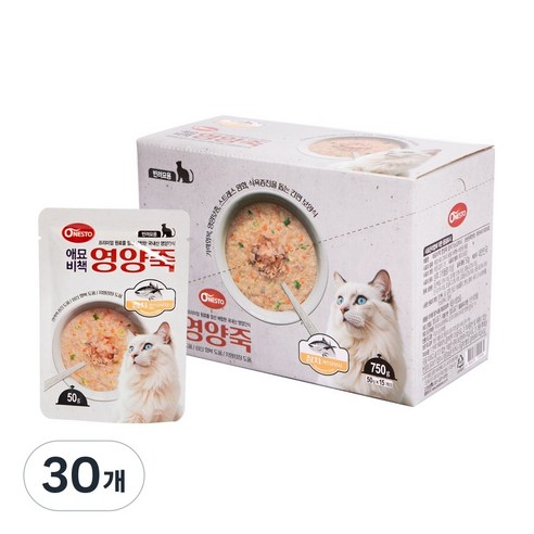 펫퍼스 애묘비책 영양죽 고양이죽 사료 보양식 닭고기 참치 연어 가쓰오부시, 30개, 50g, 참치+가쓰오부시