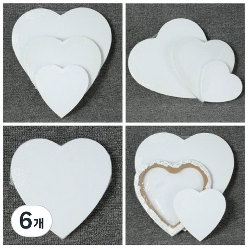 유화 면천 미술캔버스 하트 30cm 무지 화이트, 6개