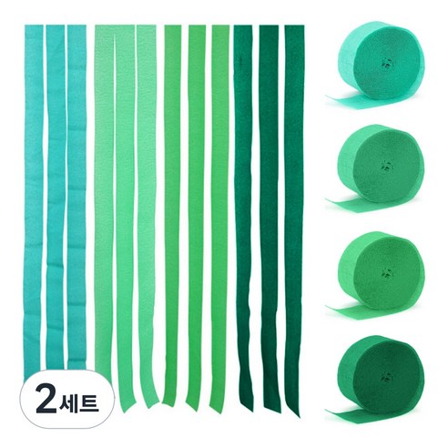 파티 롤 스트리머 4종세트 포토존 파티용품 촬용 배경 25M, 그린 4종, 2세트