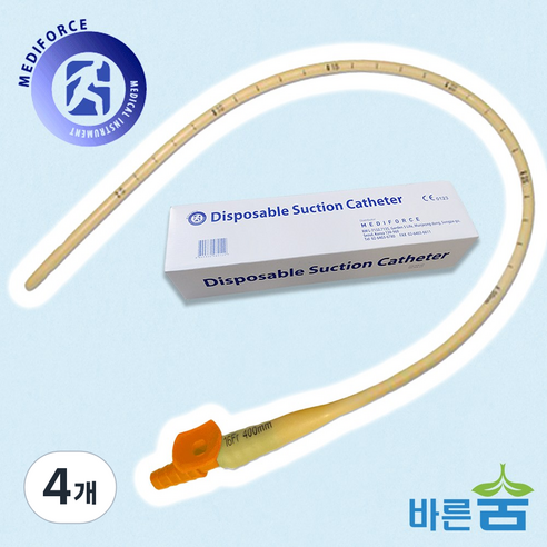 메디포스 석션카테터 2홀 밸브 50개/ 라텍스 8FR 10FR 12FR 14FR 16FR 다양한 사이즈, 16FR(50개입), 4개