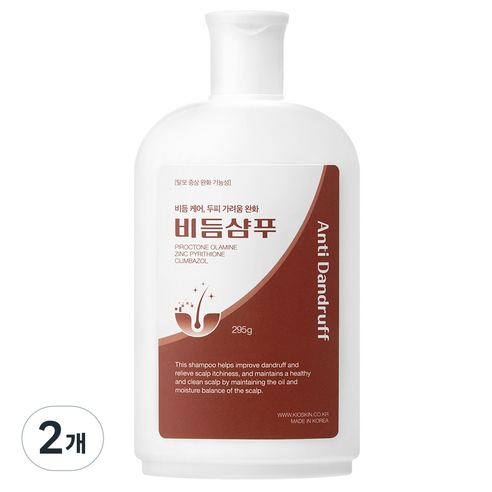 비듬원인 99.9% 제거 75시간 비듬완화 지속 비듬샴푸 두피가려움 61% 개선 지루성두피, 2개, 295g