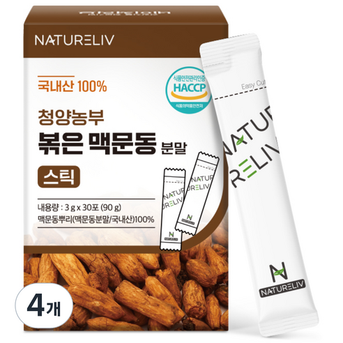 네이쳐리브 청양농부 볶은 맥문동 분말 식약처 인증 청양 국내산 30포, 4개, 90g