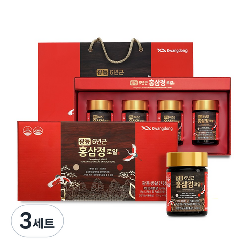 광동 6년근 홍삼정 로얄 200g x 4병 선물세트 + 쇼핑백, 3세트, 800g
