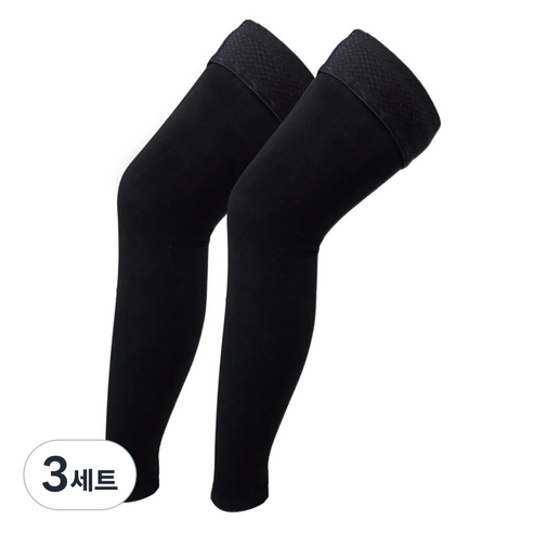 메디지아 의료용 허벅지 압박스타킹 압박밴드 다리 무발 블랙, 허벅지형, 3세트