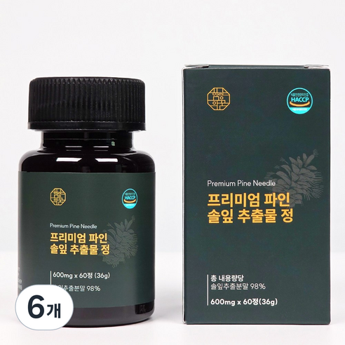 함량의꿈 100% 정품 프리미엄 파인 솔잎 추출물 흑마늘 농축액 식약청인증 제조시설, 6개, 60정