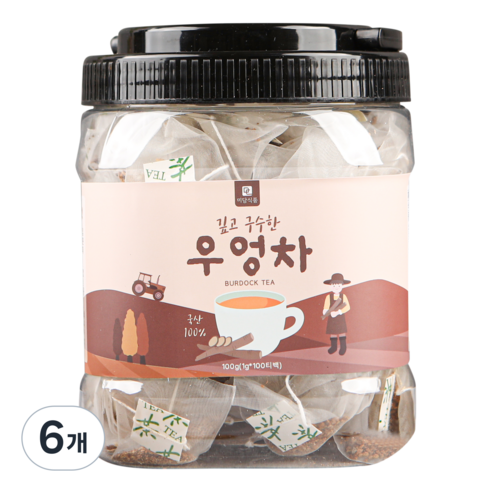 [식물유래 안심 생분해필터] 미담식품 우엉차 삼각티백, 6개, 100개입, 1g