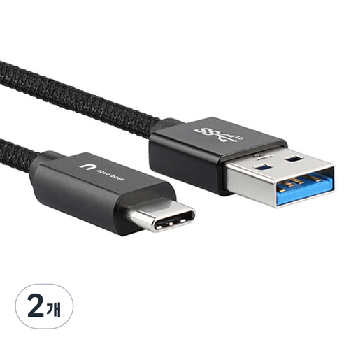 속도빠른 아이폰 카플레이 C타입 케이블 USB3.2 10Gbps, 2개, 블랙, 100cm
