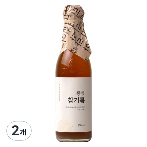 동명 저온 압착 고소한 통참깨100% 방앗간 참기름 350ml × 2개