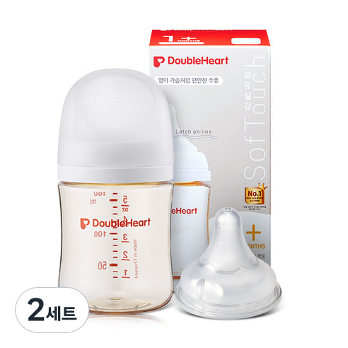 더블하트 모유실감 3세대 제뉴인화이트 160ml 싱글팩(젖병+젖꼭지 S), 2세트, 제뉴인화이트 젖꼭지(S)