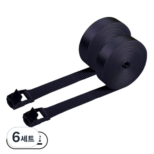 신명자동바 25mm 고강도PE 캠버클 자동바 깔깔이바 고정바, 6세트, 블랙