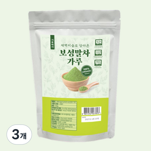 가루박사 보성 말차가루 유기농 100% 지퍼백, 3개, 1개입, 100g