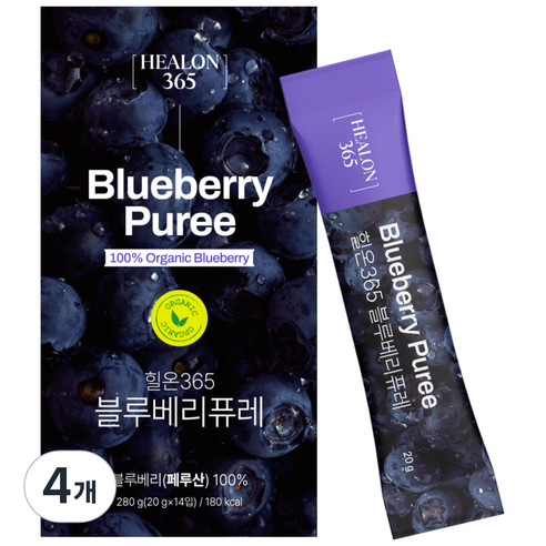 힐온365 NFC 블루베리 퓨레 블루베리즙, 4개, 280g