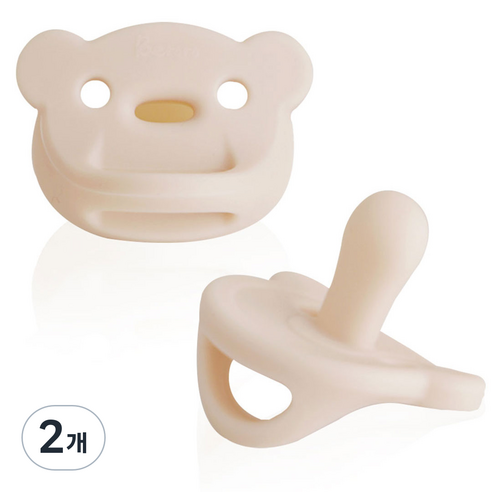 베로로 올실리콘 쪽쪽이 (케이스포함), 곰쪽이, 베이지, 2개