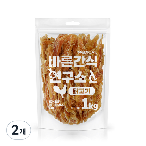 바른간식연구소 닭가슴살 1kg 강아지 육포 대용량간식, 2개