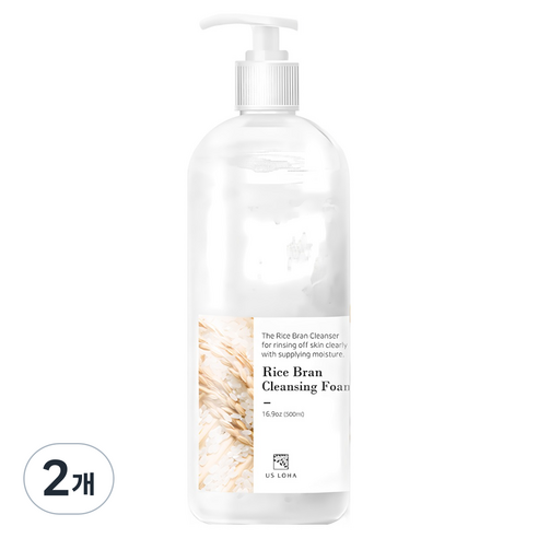어스로하 대용량 쌀겨 클렌징 폼, 500ml, 2개