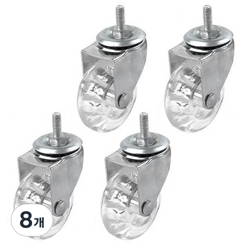 스톤락 2인치 크리스탈 TPU 무소음 캐스터 바퀴 M6, 8개