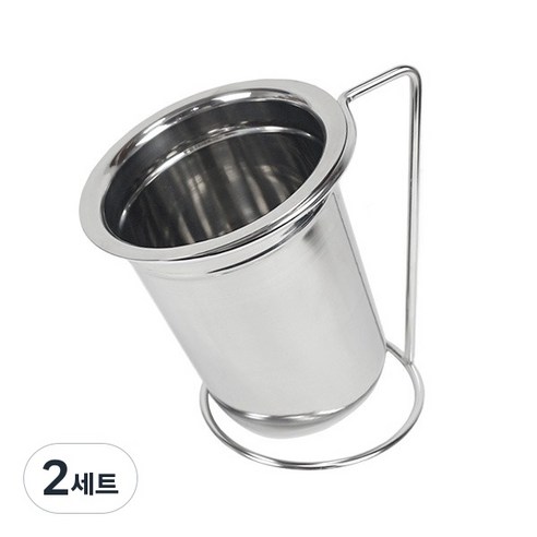 스텐 스쿱 거치대 제빙기 스쿠프통 카페보관통 (BMP통+거치대), 2세트