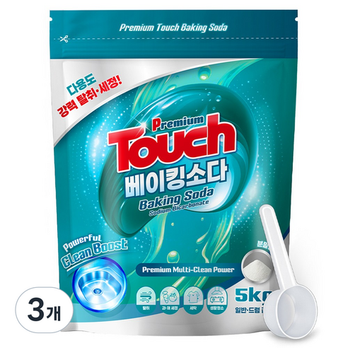 터치 베이킹소다 다용도 천연세제 세탁세제, 5kg, 3개