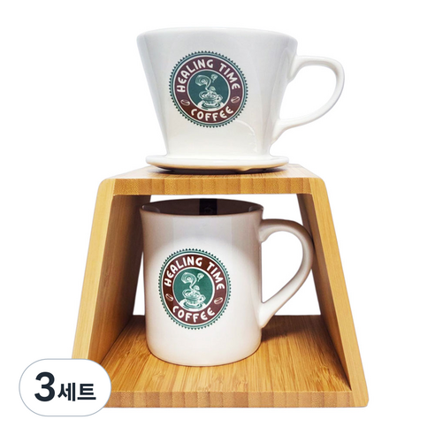BSI 커피 드리퍼 세트 도자기 드립퍼 핸드드립 드립커피 세트, 3세트, 드리퍼+머그, 360ml