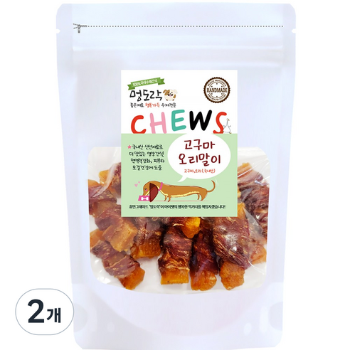 멍도락 고구마말이 오리 치킨 국내산 강아지수제간식, 90g, 2개, 고구마 오리말이