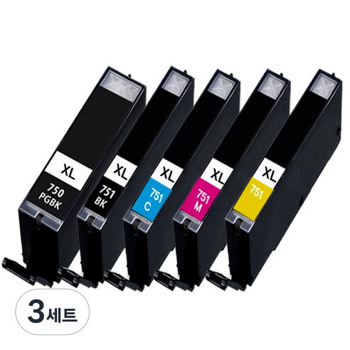 훼이머스잉크 캐논 PGI-750XL / CLI-751XL 호환잉크 대용량 Pixma iP7270 /8770 iX6770/6870 MG5470/5570/6370/6470, 대용량 검정+칼라 (5개묶음할인), 3세트
