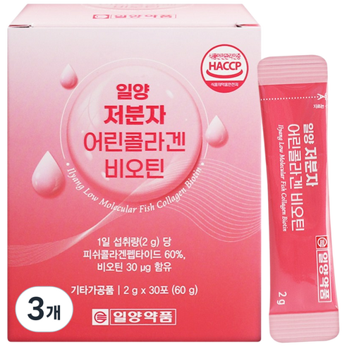 일양약품 저분자 어린 콜라겐 비오틴 스틱, 3개, 60g