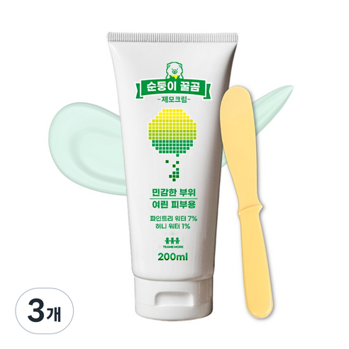 올리브영 팀스모어 순둥이 꿀곰 제모크림 브라질리언 왁싱크림 겨드랑이 왁싱, 200ml, 3개