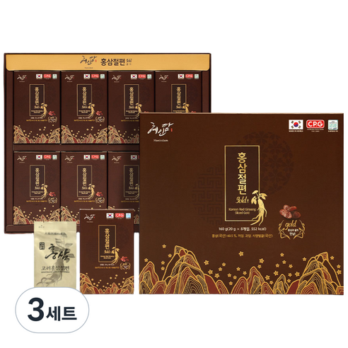 혜인담 홍삼절편 골드 선물세트 + 쇼핑백, 3세트, 160g