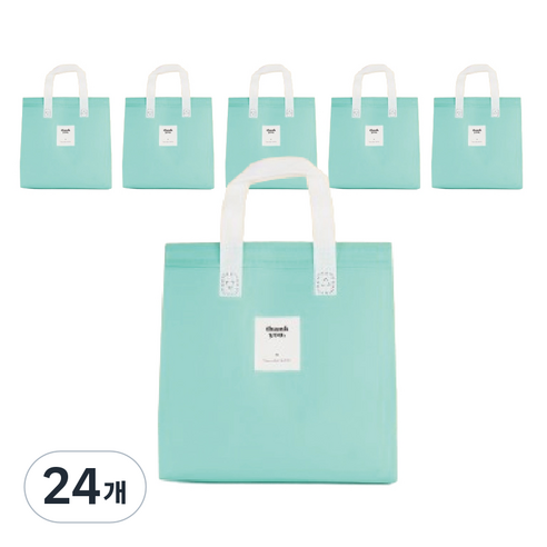 일회용 피크닉 도시락 미니 보냉백 보냉가방 쿨러백 대형 (스티커 포함), 24개, 민트