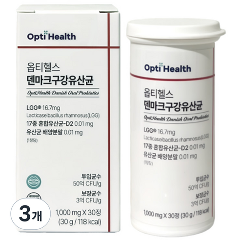 옵티헬스 덴마크 구강 유산균, 3개, 30정