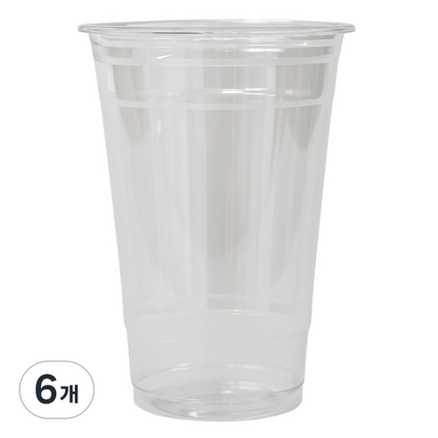 [투명컵 50P] 92파이일회용 투명컵 플라스틱PET테이크아웃컵, 6개, 50개입, 600ml