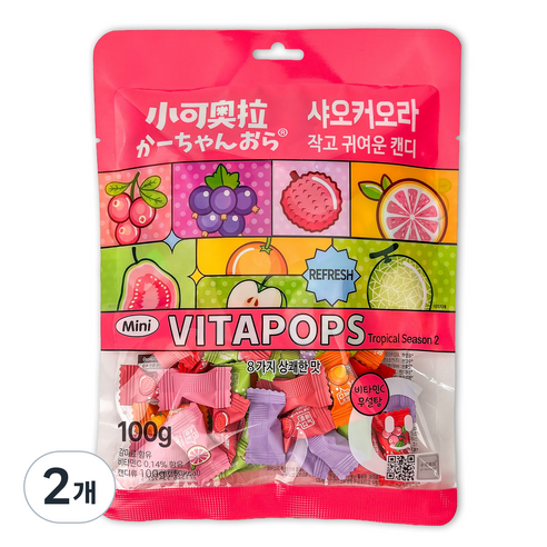 샤오커오라 시즌2 트로피칼 베트남 무설탕 간식 비타민C 캔디 사탕, 2개, 100g