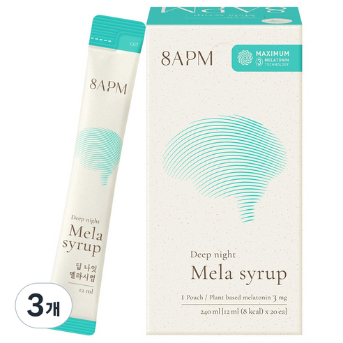 8APM 딥 나잇 멜라시럽 (12ml x 20포), 3개, 240ml
