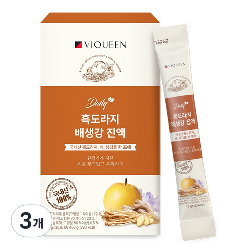 바이퀸 국산 흑도라지 배 생강 진액 흑도라지청 배도라지, 450g, 3개