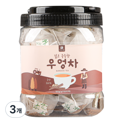 [식물유래 안심 생분해필터] 미담식품 우엉차 삼각티백, 3개, 100개입, 1g