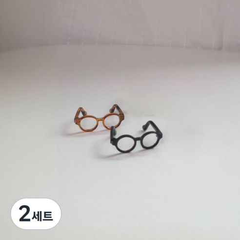 인형 안경 5cm 솜인형용 작은 인형 아이돌 키링, 2세트, 블랙+레오파드