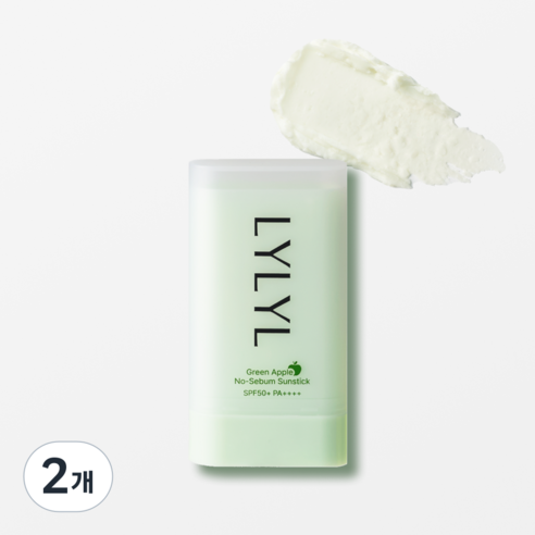 LYLYL 릴릴 그린애플 노세범 선스틱, 2개, 18.5g