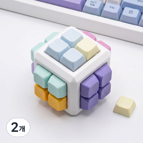 파스텔 큐브 32구 키캡 LED 청축 클릭커 딸깍이, 2개