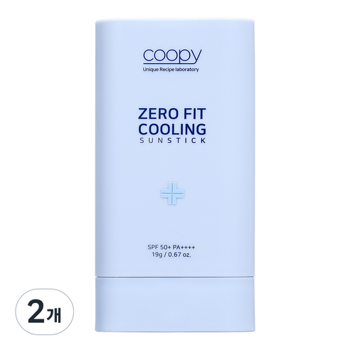 쿠피 끈적임없는 제로핏 즉각 쿨링 수분 선스틱 SPF50+ PA++++, 19g, 2개