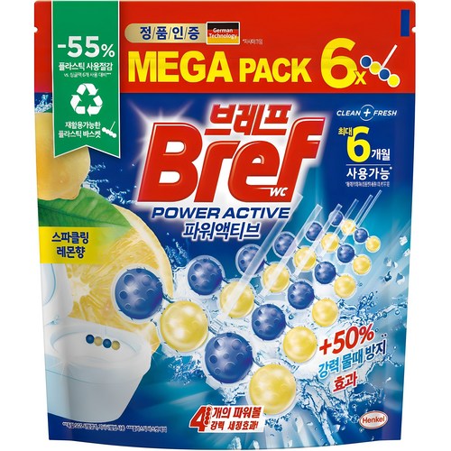브레프 파워액티브 스파클링 레몬향 6p, 300g, 1개 골드박스 특가