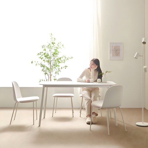 보니애가구 나탈리 포세린 세라믹 1400 식탁 + 의자 세트 4인용 방문설치, 상판(화이트) + 의자(화이트), 일반의자 4 골드박스 특가