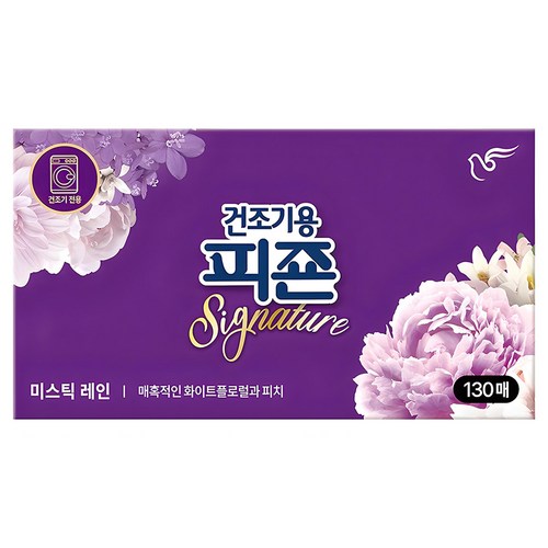 피죤 건조기용 시그니처 시트 섬유유연제 미스틱레인 본품, 130개입, 1개 골드박스 특가