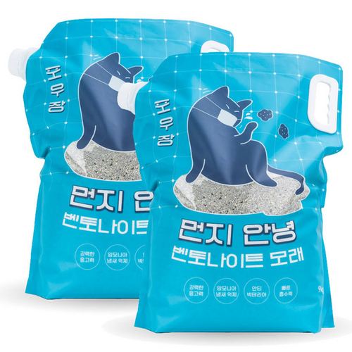 포우장 먼지 안녕 벤토나이트 고양이 모래, 9kg, 2개, 무향 골드박스 특가