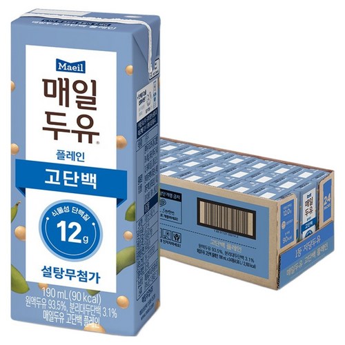 매일두유 고단백 플레인 두유, 190ml, 24개 골드박스 특가