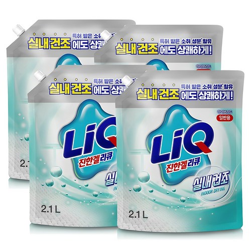 리큐 진한겔 하이브리드 실내건조 일반용 액상세제 리필, 2.1L, 1개입, 4개 골드박스 특가
