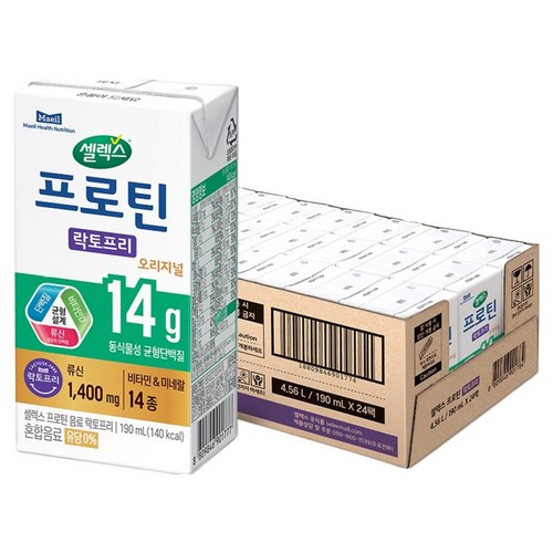 셀렉스 프로틴 락토프리 음료, 190ml, 24개